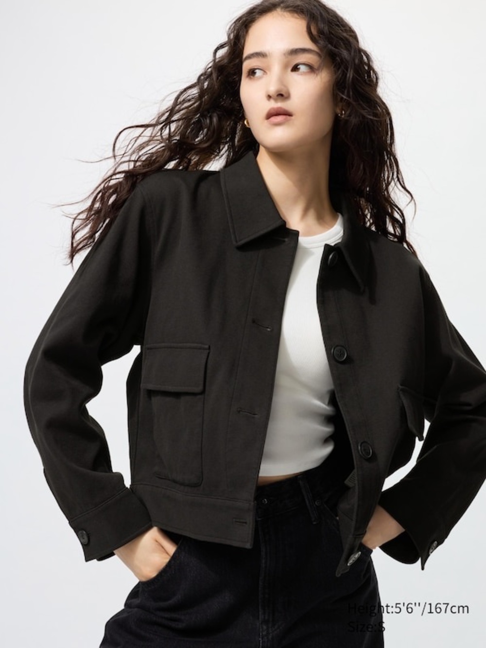 Uniqlo L Jersey Relaxed Cropped Utility Jacket Knit Preppy Minimalist Boxy Fall